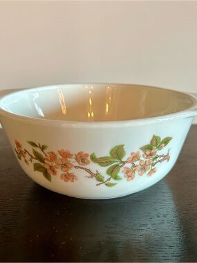 Pyrex England vintage Cherry Blossom milk glass bowl